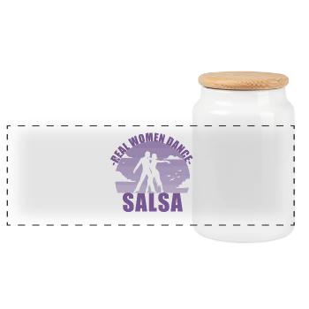De vraies femmes dansent la salsa! Cadeau de danseur - Boîte à biscuits avec couvercle en bois - blanc - Devant