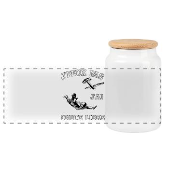 J'Peux Pas J'ai Chute Libre Cadeau Parachutiste - Boîte à biscuits avec couvercle en bois - blanc - Devant