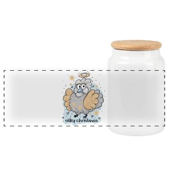 Silky Christmas - Panoramic Cookie Jar with Wooden Lid - white - Front