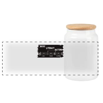 Music Literacy Matters - Panoramic Cookie Jar with Wooden Lid - white - Front