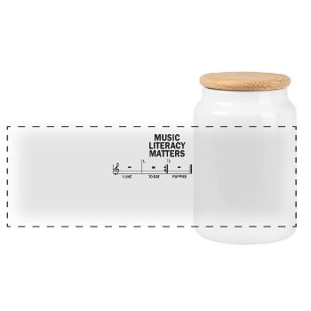 Music Literacy Matters - Panoramic Cookie Jar with Wooden Lid - white - Front