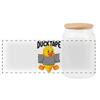 Duck Tape | Ducklings with duct tape - Panoramic Cookie Jar with Wooden Lid - white - Front