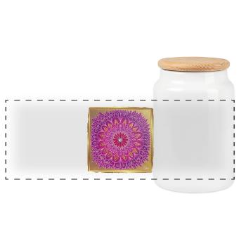 BlumenMandala HerzEnergie - Sonja Ariel von Staden - Panoramic Cookie Jar with Wooden Lid - white - Front