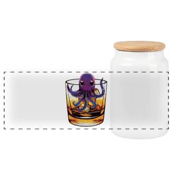 Petit calmar au whisky 🥃 - Boîte à biscuits avec couvercle en bois - blanc - Devant