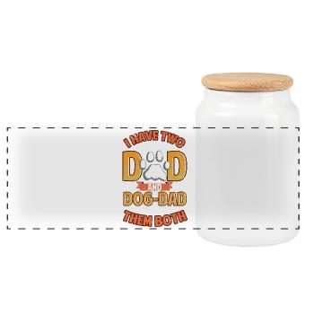Ich habe zwei Titel: Papa und Hund Papa - Panorama Keksdose mit Holzdeckel - Weiß - Vorne
