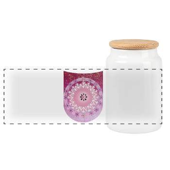 BlumenMandala Harmonie - Sonja Ariel von Staden - Panoramic Cookie Jar with Wooden Lid - white - Front