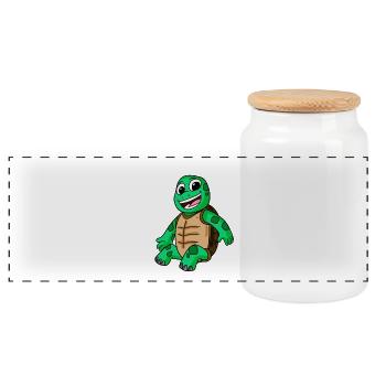 Tortue - Boîte à biscuits avec couvercle en bois - blanc - Devant