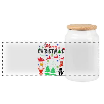 Weihnachten, Weihnachten, Weihnachten, Weihnachten - Panorama Keksdose mit Holzdeckel - Weiß - Vorne