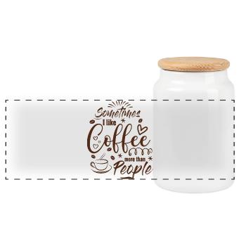 Sometimes I like Coffee more than People Kaffee - Panorama Keksdose mit Holzdeckel - Weiß - Vorne