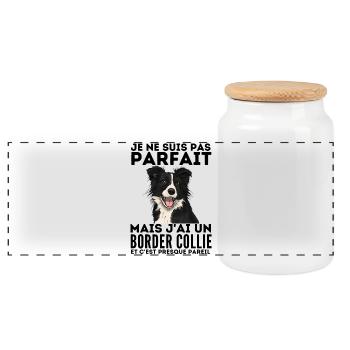 Je ne suis pas parfait mais j ai un border collie - Boîte à biscuits avec couvercle en bois - blanc - Devant