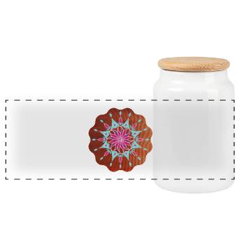 BlumenMandala Relaxation - Sonja Ariel von Staden - Panoramic Cookie Jar with Wooden Lid - white - Front