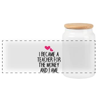 Teacher saying funny - Panoramic Cookie Jar with Wooden Lid - white - Front