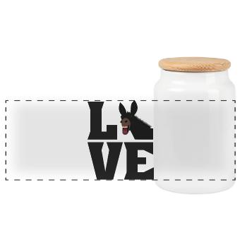 LOVE Muli Esel Liebe Maultier Pferd - Panorama Keksdose mit Holzdeckel - Weiß - Vorne