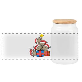 Christmas Christmas Tree Kangaroo Kangaroos - Panoramic Cookie Jar with Wooden Lid - white - Front