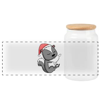 Skunk Noël Sommeil Sommeil Sommeil Sommeil - Boîte à biscuits avec couvercle en bois - blanc - Devant