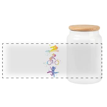 Aquarelle Triathlon Femmes - Boîte à biscuits avec couvercle en bois - blanc - Devant