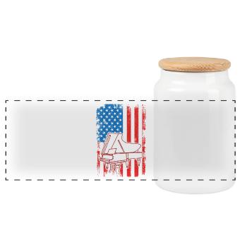 Piano drapeau des États-Unis - Boîte à biscuits avec couvercle en bois - blanc - Devant