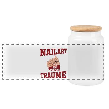 Ich designe keine Nailart Nageldesignerin - Panorama Keksdose mit Holzdeckel - Weiß - Vorne