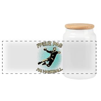 J'peux pas J'ai Handball - Boîte à biscuits avec couvercle en bois - blanc - Devant