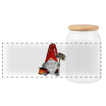 Anti Wichtel Weihnachts Zwerg - Panorama Keksdose mit Holzdeckel - Weiß - Vorne