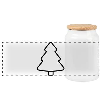 Tannenbaum Icon Weihnachtsbaum Kontur - Panorama Keksdose mit Holzdeckel - Weiß - Vorne