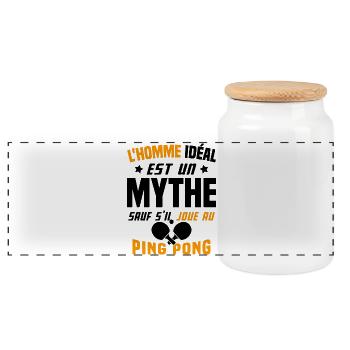 L'homme idéal est un mythe - Cadeau Ping pong - Boîte à biscuits avec couvercle en bois - blanc - Devant