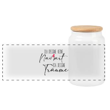 Ich designe keine Nailart Nageldesigner - Panorama Keksdose mit Holzdeckel - Weiß - Vorne