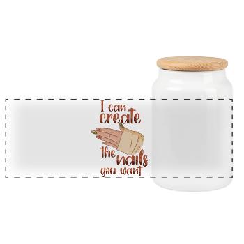 Je crée les ongles que vous voulez manucure - Boîte à biscuits avec couvercle en bois - blanc - Devant