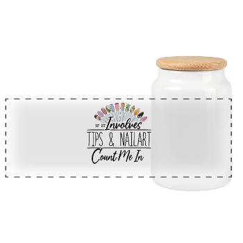 If It Involves Tips and Nailart Nageltante - Panorama Keksdose mit Holzdeckel - Weiß - Vorne