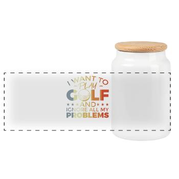 Lustiger Golf Spruch - Panorama Keksdose mit Holzdeckel - Weiß - Vorne