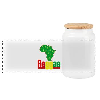 Afrika Reggae Karte mit Hanfblättern - Panorama Keksdose mit Holzdeckel - Weiß - Vorne