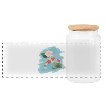 Japanese Koi pink water lilies - Koi Lovers Tee - Panorama Keksdose mit Holzdeckel - Weiß - Vorne