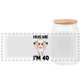 40 birthday - 40 years - hug - Panoramic Cookie Jar with Wooden Lid - white - Front