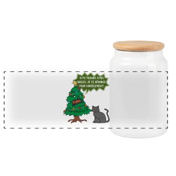 Si tu touches à mes boules Le chat - Boîte à biscuits avec couvercle en bois - blanc - Devant