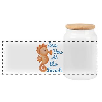 Sea you at the Beach - Beach Lovers Gift Idea - Panorama Keksdose mit Holzdeckel - Weiß - Vorne