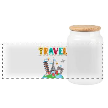 Travel - Gift idea for travel lovers - Panoramic Cookie Jar with Wooden Lid - white - Front