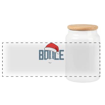 Boule Santa Tenue de pétanque pour Bouler pour boules - Boîte à biscuits avec couvercle en bois - blanc - Devant