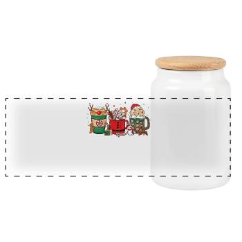 Weihnachten Heiße Schokolade Tasse - Panorama Keksdose mit Holzdeckel - Weiß - Vorne