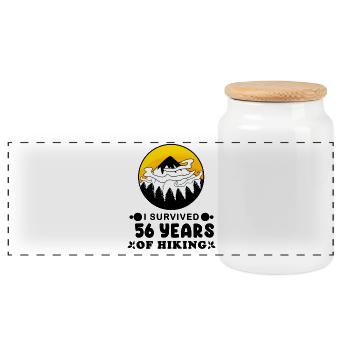 Mountain Wanderer 56e anniversaire 56 ans Cadeau - Boîte à biscuits avec couvercle en bois - blanc - Devant