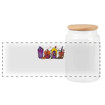 Coupe de chocolat chaud d’automne Halloween - Boîte à biscuits avec couvercle en bois - blanc - Devant