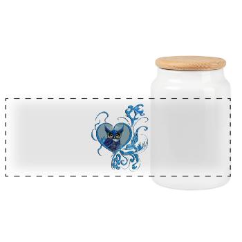 The Most Elegant Birds of Prey The Beautiful Fantá Owl - Panoramic Cookie Jar with Wooden Lid - white - Front
