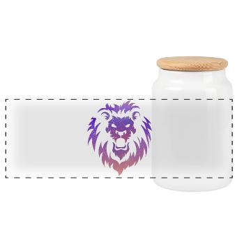 Tête de Lion Tribal - Boîte à biscuits avec couvercle en bois - blanc - Devant