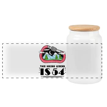 54th birthday hiker 54 years old mountain hiking - Panoramic Cookie Jar with Wooden Lid - white - Front