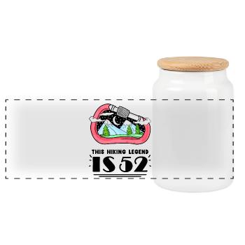 52nd birthday hiker 52 years old mountain hiking - Panoramic Cookie Jar with Wooden Lid - white - Front