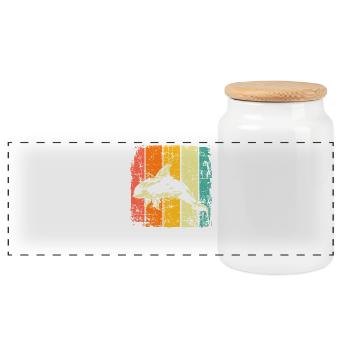 Orca vintage - Panoramic Cookie Jar with Wooden Lid - white - Front
