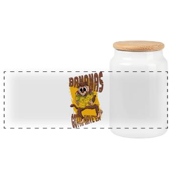 Bananen Affe - Panorama Keksdose mit Holzdeckel - Weiß - Vorne