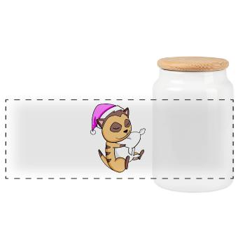 Suricate - Boîte à biscuits avec couvercle en bois - blanc - Devant