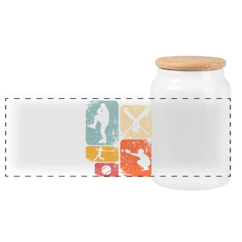 Base-ball - Boîte à biscuits avec couvercle en bois - blanc - Devant