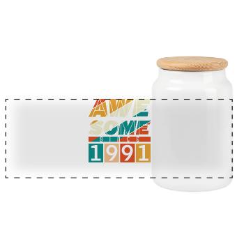 1991 Anniversaire Naissance Année de naissance millésime - Boîte à biscuits avec couvercle en bois - blanc - Devant