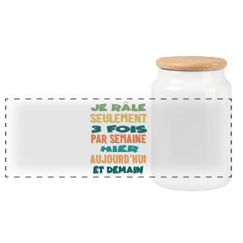 Je Rale seulement 3 fois par semaine - Boîte à biscuits avec couvercle en bois - blanc - Devant